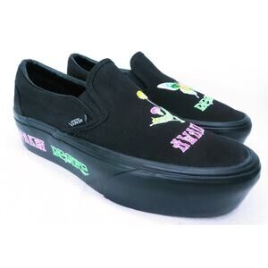 New VANS Classic Slip-On Platform Morph Glow In The Dark Gothic Punk Black W 9